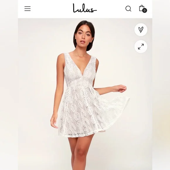 Lulus | Dresses | Lulus All Of My Heart White Lace Skater Dress | Poshmark